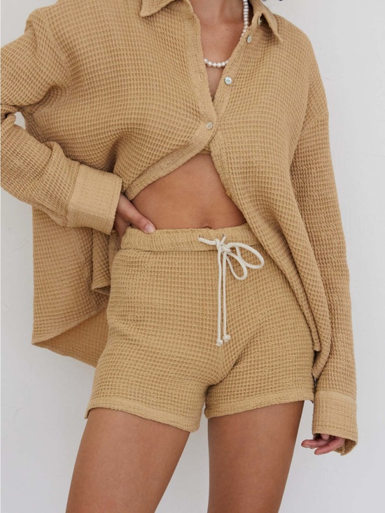 DONNI. Tops - DONNI. Waffle button down and shorts set